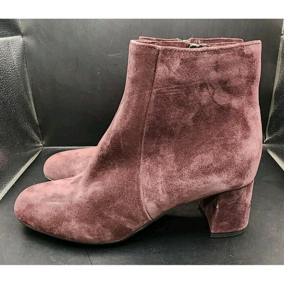 LA CANADIENNE Women's 9M JoJo Ankle Boots Suede Bordo Maroon Burgundy $525 - Picture 5 of 10